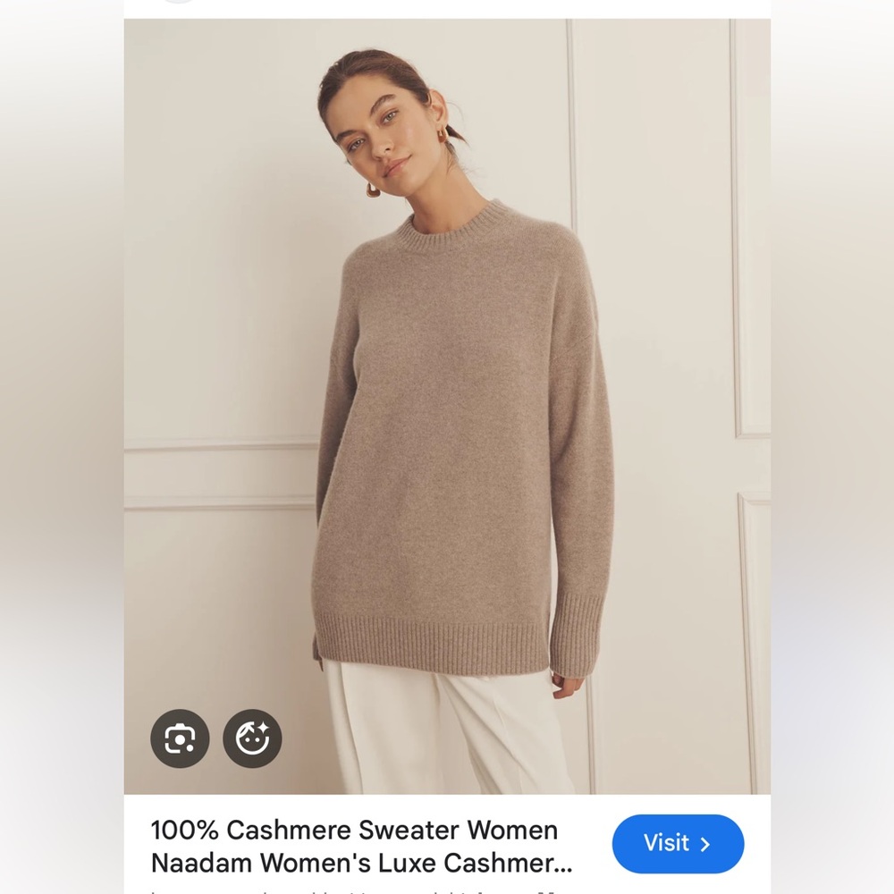 EUC Naadam luxe cashmere crewneck sweater, size small in timber